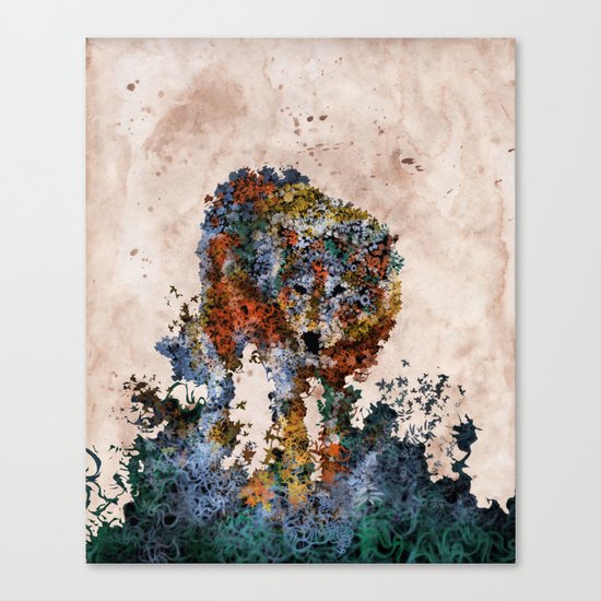 floral animals wolf Canvas Print