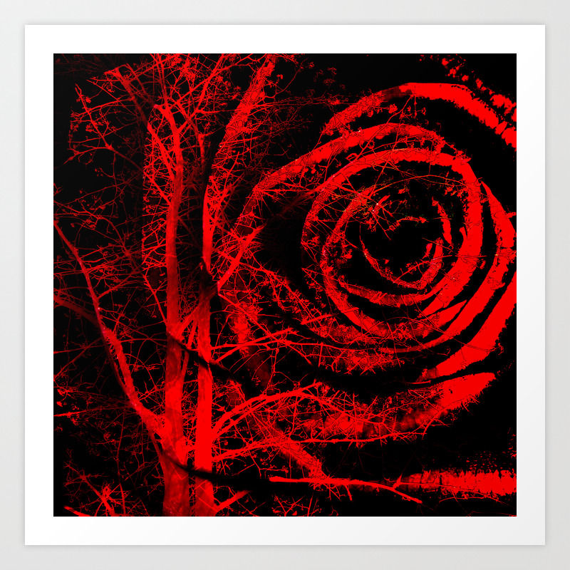 Red And Black Abstract Rose Art Print By Lauragordon Society6
