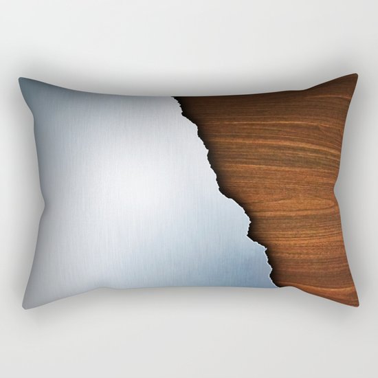 Wooden Brushed Metal Rectangular Pillow