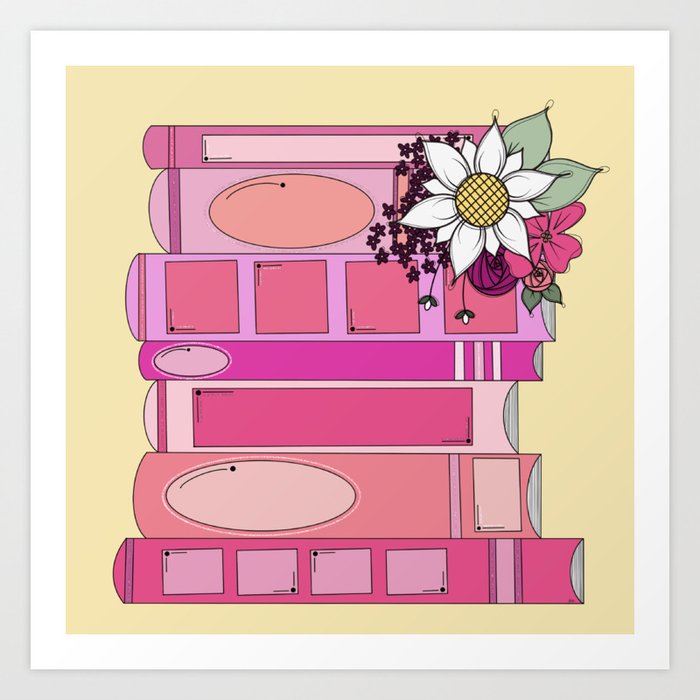 pink dream book stack Art Print