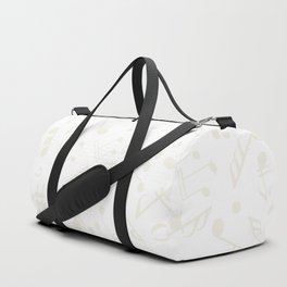 Antique White Musical Notation Pattern on White Duffle Bag