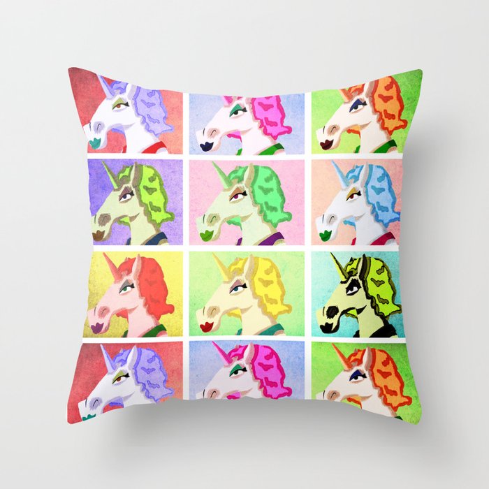 Unicorn Pop Art Throw Pillow