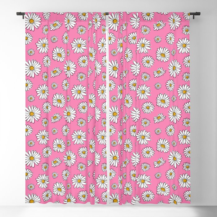 Pop Daisies on Pink Blackout Curtain