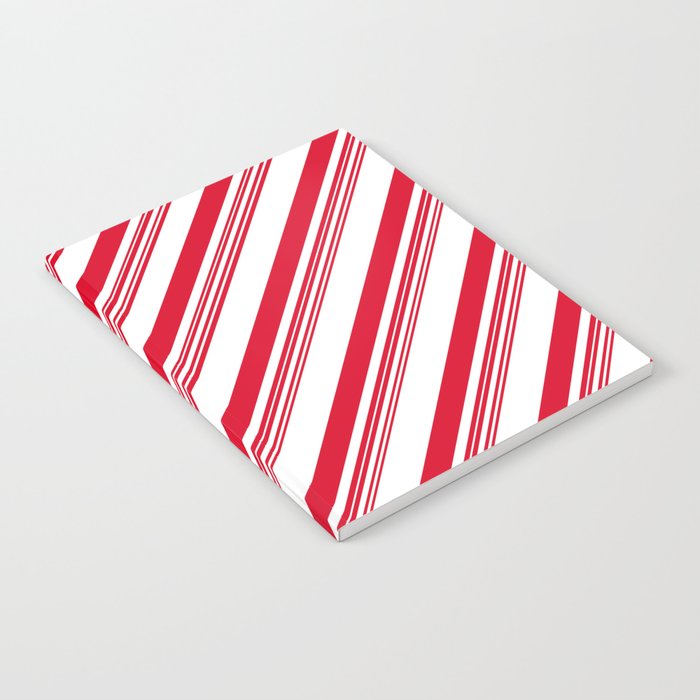 Christmas Red Candy Cane Stripes Notebook