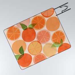 Sunny Oranges Tropical Fruit Illustration Picnic Blanket