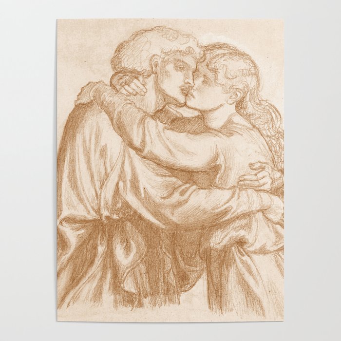 Dante Gabriel Rossetti "Study of two Lovers embracing" Poster