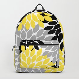 Yellow Black Gray Flower Burst Floral Pattern Backpack | Blackyellow, Graphicdesign, Yellowgray, Blackyellowgray, Blackyellowflowers, Pattern, Floral, Flowerpetals, Flowers, Flowerpattern 