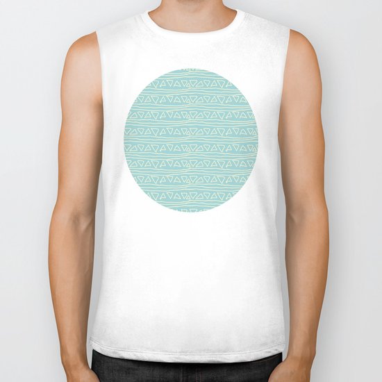 Blue Scribbles Pattern 05 Biker Tank