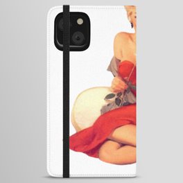 Sexy Blonde Pin Up With White Rose and Red Dress Vintage  iPhone Wallet Case
