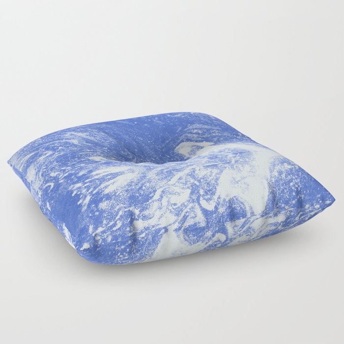 Indigo Watercolor Ocean Marble Meditation Floor Pillow