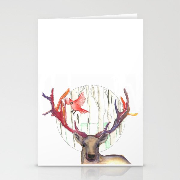 Deer and his little friend Stationery Cards