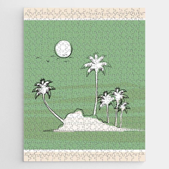 Peaceful Tropic Island Green Jigsaw Puzzle