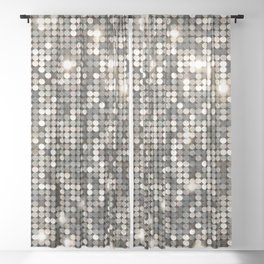 Silver Metallic Glitter sequins Sheer Curtain