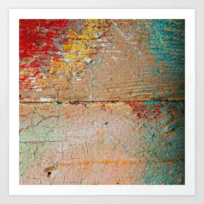 Vintage Wood With Rustic Old Paint Patches Art Print