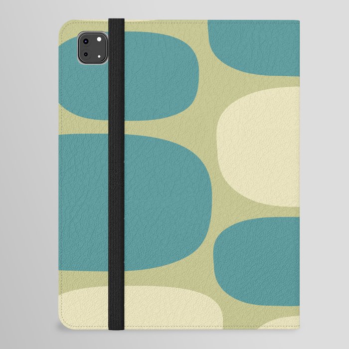 Modernist Spots 261 Turquoise Green and Beige iPad Folio Case