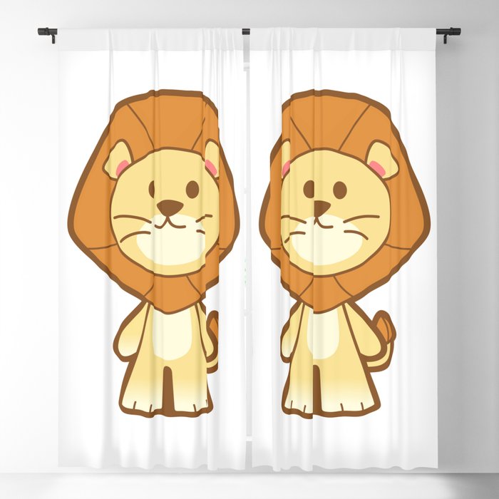 cute kawaii baby lion cartoon Blackout Curtain