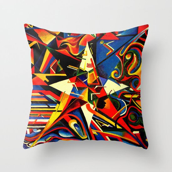 intermixing Color Star Throw Pillow
