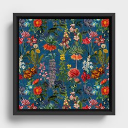 Vintage & Shabby Chic - Blue Midnight Spring Botancial Flower Garden Framed Canvas
