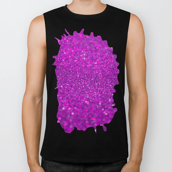Bright Fuchsia Glitter Biker Tank