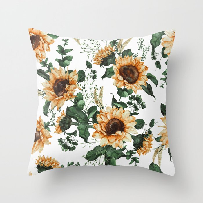 Mild Sunflowers  Throw Pillow