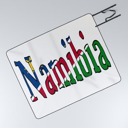 Namibia Font with Namibian Flag Picnic Blanket