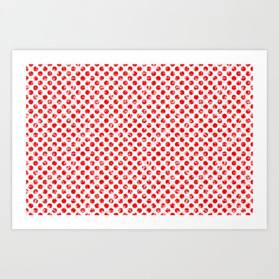 Polka Dot Red and Pink Blotchy Pattern Art Print