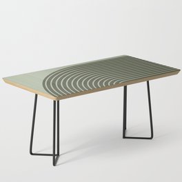 Abstract Geometric Lines 36 in Sage Green (Rainbow) Coffee Table