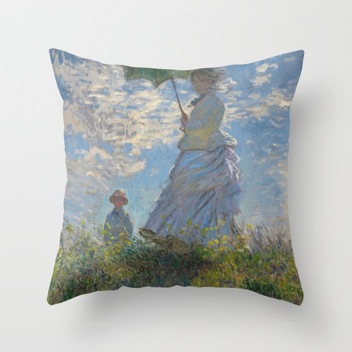 Woman with a Parasol, Monet Throw Pillow
