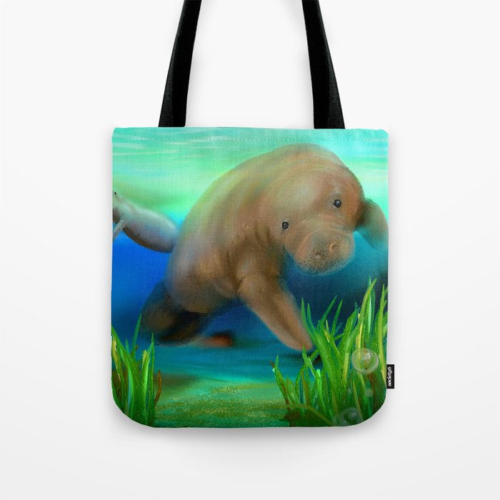 Manatee Illustration Tote Bag