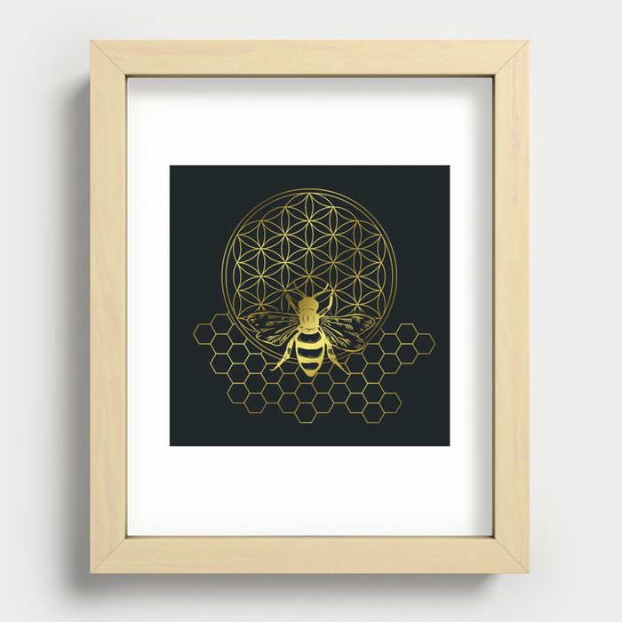 Honey Bee Flower of Life Recessed Framed Print
