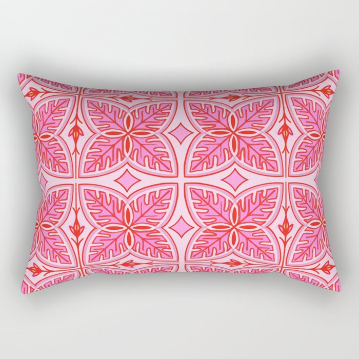 Pink Tropical Vibe Leaves Rectangular Pillow