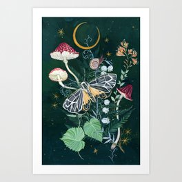 Mushroom night moth Art Print