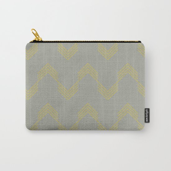 Simply Deconstructed Chevron Mod Yellow on Retro Gray Carry-All Pouch