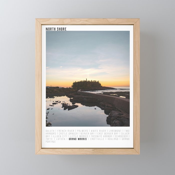 Lake Superior Sunrise Minnesota Framed Mini Art Print