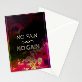 No Pain No Gain Rainbow Gold Quote Motivational Art Stationery Card
