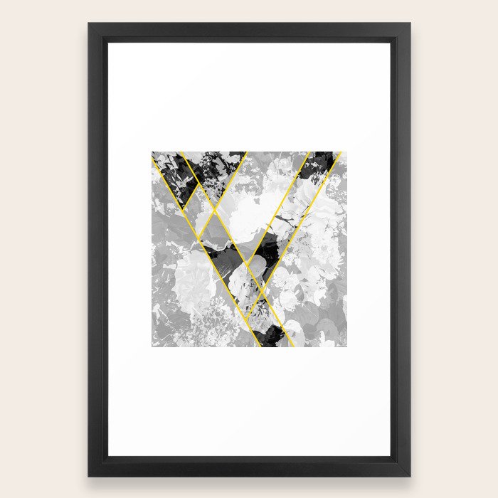 Contemporary Abstract Geometric Lines Floral Pattern Framed Art
