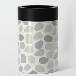 Ink Dot Mosaic Pattern in Light Neutral Grey Blue Tones Can Cooler