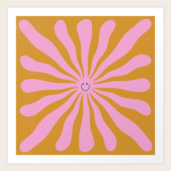 Cute Retro Sun Face Art Print By Trajeado14 Society6