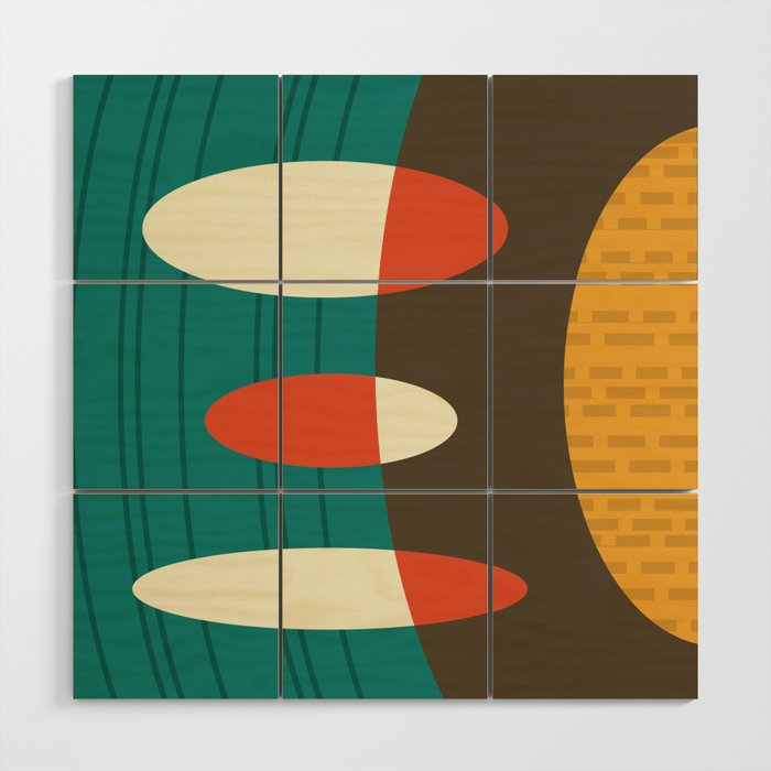 Mid Century Modern Abstract Vinyl Colorful Wood Wall Art