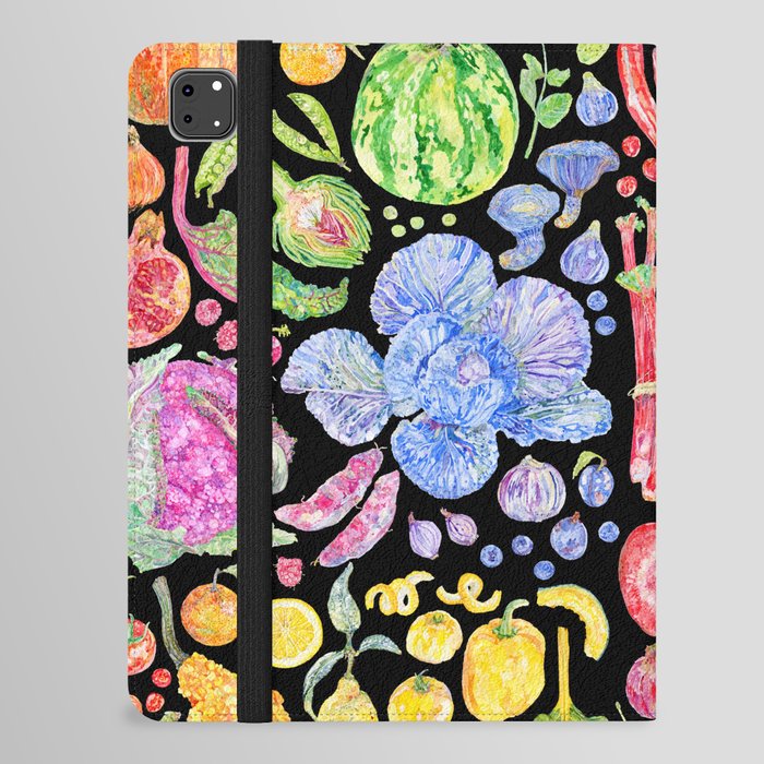 Rainbow of Fruits and Vegetables Dark iPad Folio Case