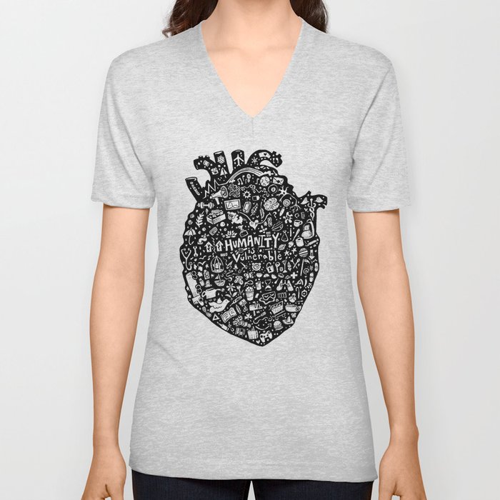 Heavy Heart  V Neck T Shirt