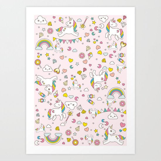 Unicorn Pattern Art Print