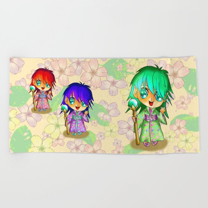 beautiful elf wizard for dnd and anime fans Beach Towel by