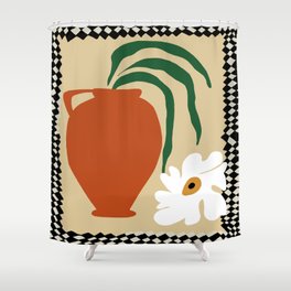 Happy flower fall pottery  Shower Curtain