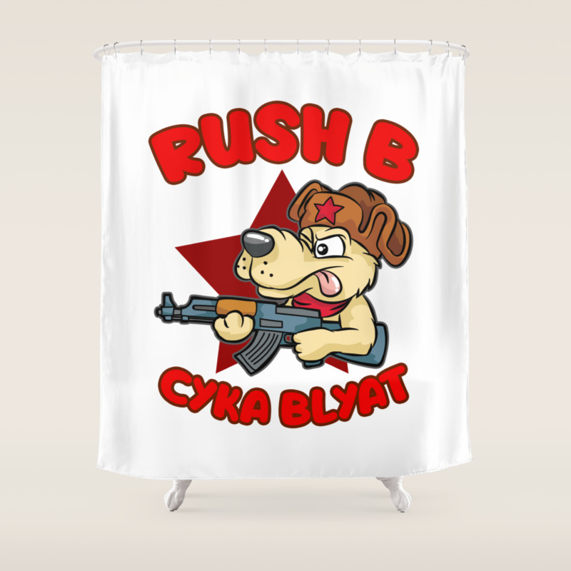 Russian Dog Ak47 Rush B Cyka Blyat Cs Go Gamer Shower Curtain By