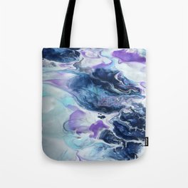 Navy Blue, Teal and Royal Purple Marble Tote Bag