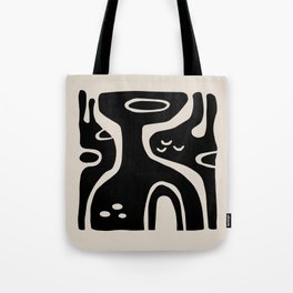 Abstract Art Black and Linen White Tote Bag