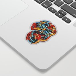 Colorful Silverback Gorilla Red Blue Yellow Scary Ape Sticker