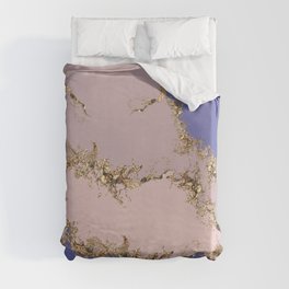 Very Peri and Lotus Gold Splatter Abstract Duvet Cover