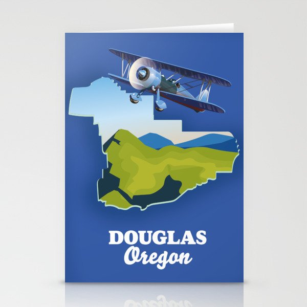 Douglas Oregon Travel Map Stationery Cards